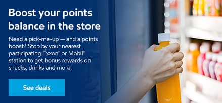 Image showing someone grabbing a beverage and gaining bonus points and fuel rewards in store