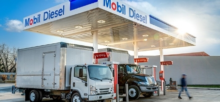 Mobil Diesel commercial canopy and commercial vehicles