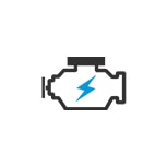 Car engine with lightning bolt icon